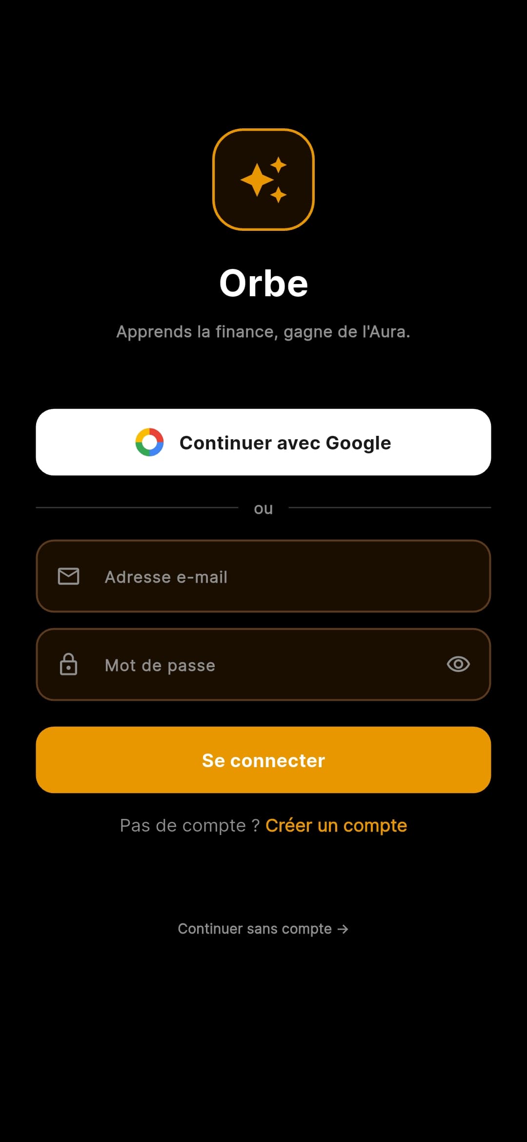 Écran d'authentification